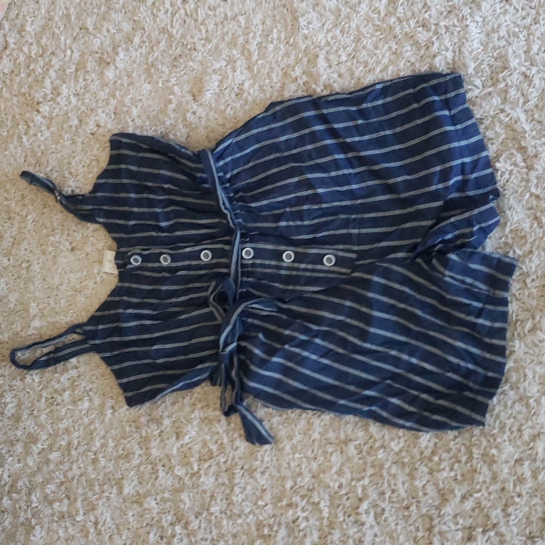 Button Striped Romper